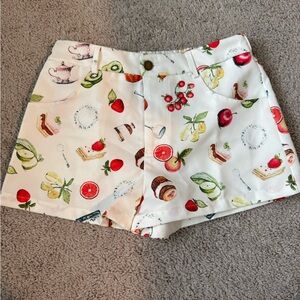 SHEIN White Fruit Print High Waist Shorts